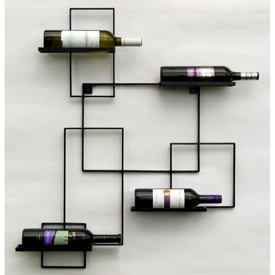 Wine Rack Metal In Black For 4 Fl.