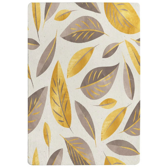 Parada Botanical Leaf Designer Shaggy Yellow/Grey/White Rug