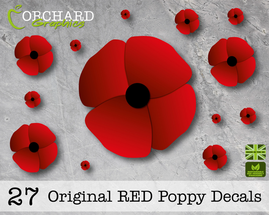 27 Red Poppy Flower Stickers | Car Vinyl Decals Graphics Bedroom Wall Art Photo Realistic Scrapbook Craft Laptop