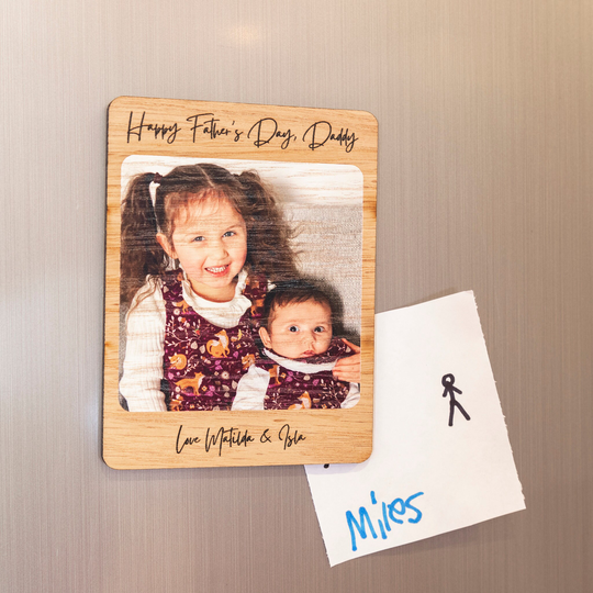 Personalised Oak Veneer Photo Magnet For Father's Day, Gift Dad, Gift Father, Day Gift, Grandad, Dad