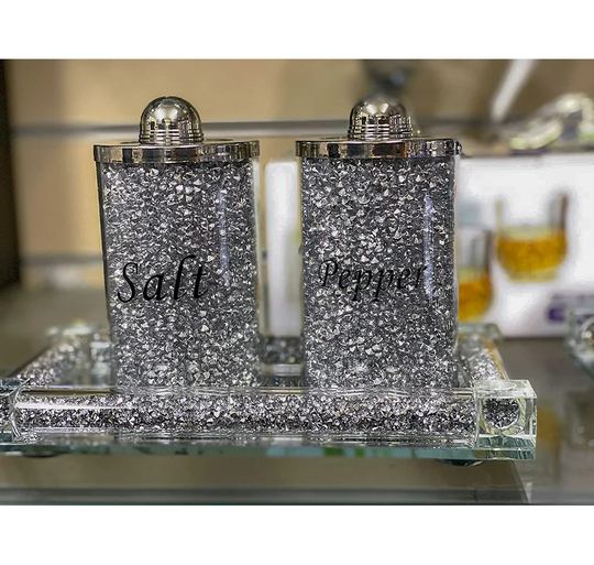 Crushed Diamond Salt and Pepper with Tray