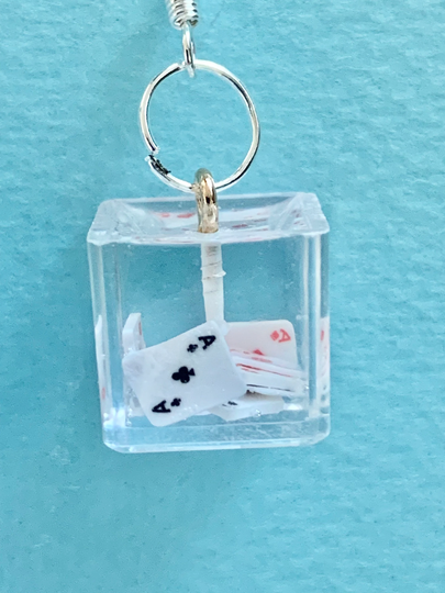 Ice Cube Playing Card Dangle Earrings Fun & Funky, Cute, Original Quirky #gambler