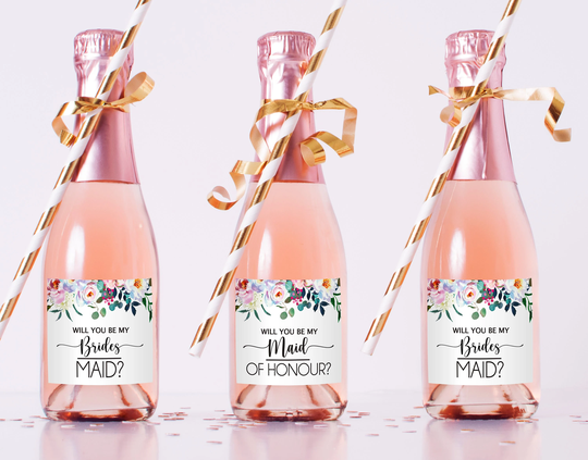 Will You Be My Bridesmaid Gift - Mini Champagne Bottle Labels Proposal- Maid Of Honour
