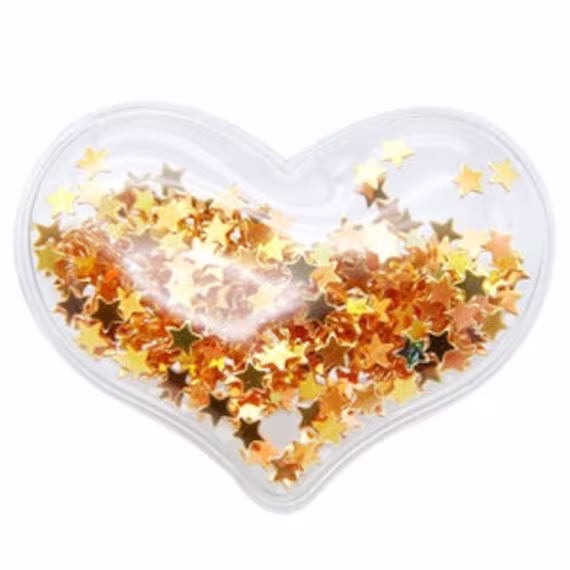 Orange Heart 38x30mm Soft Star Glitter Filled Resin Shaker, Embellishments For Diy Headbands, Hair Bow Centers, Flat Back Shaker Pack