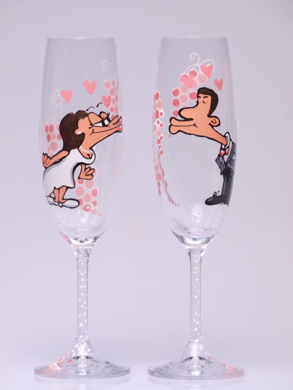 Hand Painted Decoration Wedding Toasting Flutes Set Of 2 Personalized Champagne Glasses Groom & Bride Kiss Me