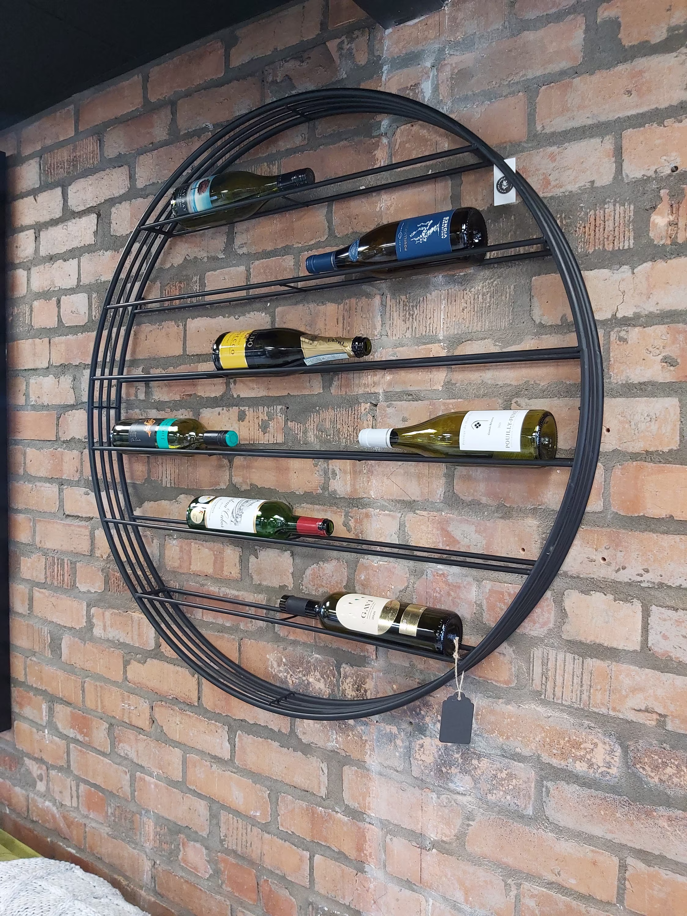 14 Bottle Round Black Metal Wall Wine Rack