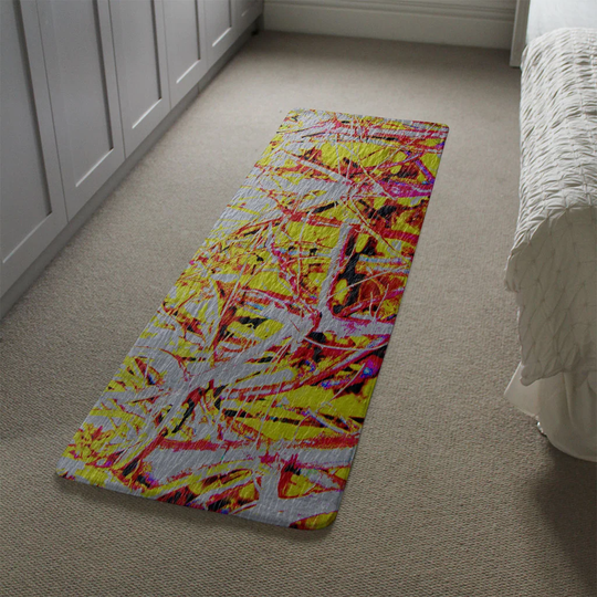 Killebrew River Thames and Branches Designer Shaggy Red/Yellow/Grey Rug