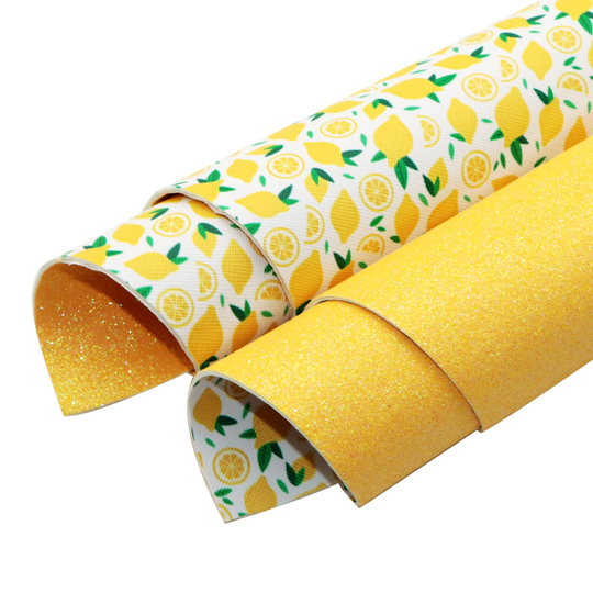 Summer Fruit Series Double Side Faux Leather Sheets, Earring Bows Making Fabric Sheet, Watermelon Lemon Printed, Diy Craft Supplies