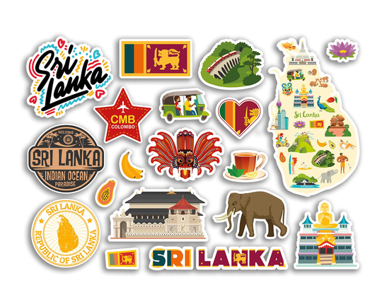 A5 Sticker Sheet Sri Lanka Landmarks Vinyl Stickers - Country City Map Airport Stamps Skyline Flag Travel Holiday Scrapbook Aesthetic #79019