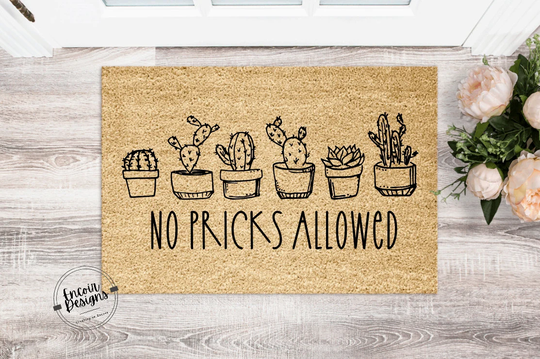 No Pricks Allowed | Get Away Mat Funny New Home Doormat Trespassers Beware Fun Gift Housewarming Closing