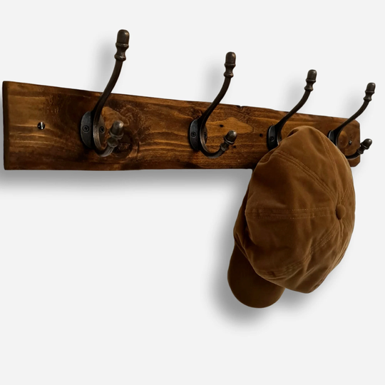 Coat Rack Wall - Georgian Medium Oak With Rustic Hooks Choose No & Style Of Hooks. Handmade From Reclaimed Wood