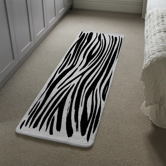 Littrell Zebra Designer Shaggy White/Black Rug