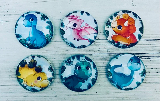 Dinosaur Refrigerator Magnets, Kids Magnet Set, Glass Magnets For Board, Fridge Goals, Bulk Gift Idea