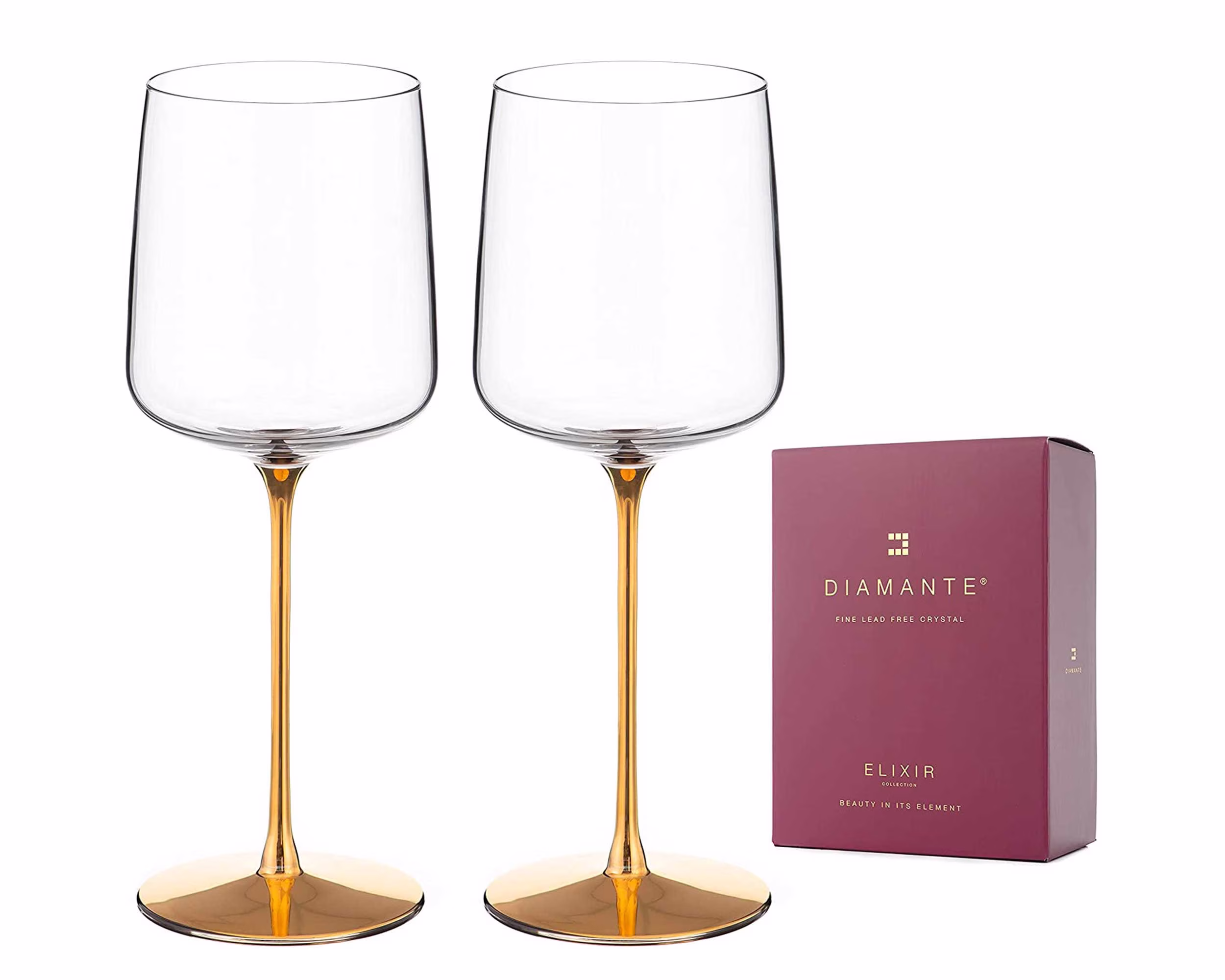 Diamante Crystal Red Wine Glasses Pair -