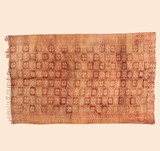 Vintage Moroccan Rug, Berber 6x9 Feet Brown Carpet