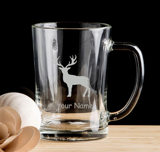 stag Beer Glass Pint Personalised Hand Etched Ideal Gift, Birthday, Fathers Day, Christmas. 02