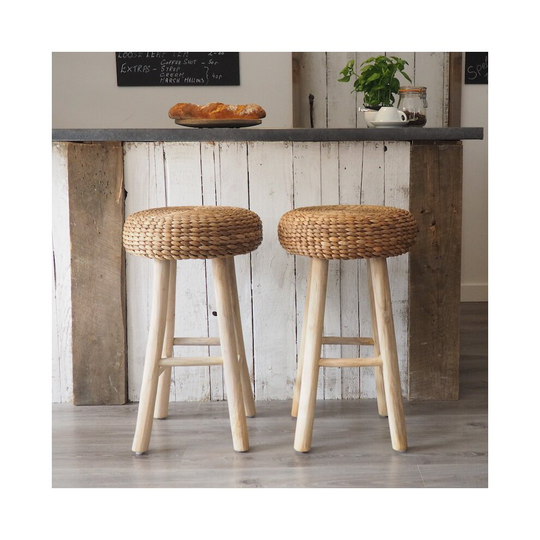 Wicker Bar Stool Round - Rustic Wood Bar Stool