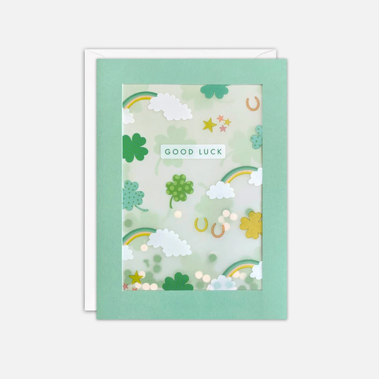 Clovers Good Luck Card With Paper Confetti - Shakies By James Ellis