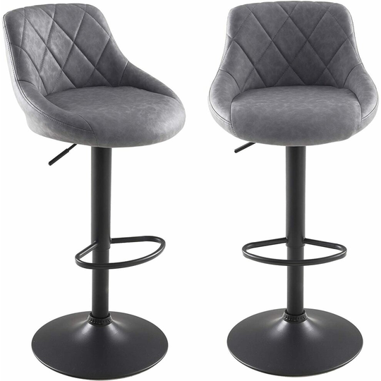 2X Modern Comfortable Grey Bar Stools UK Kitchen Chairs Furniture