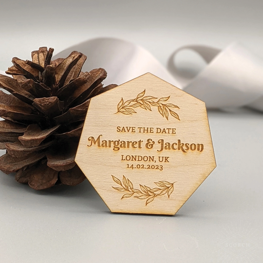Lush Laurel | Wooden Save The Date Magnet Invitation | Mod Font