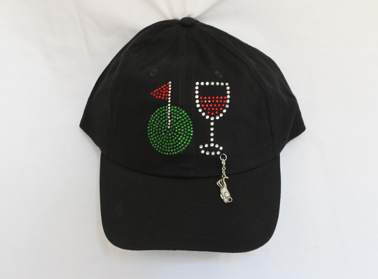 Golf Putting Green & Wine Rhinestone Women's Hat It Comes With A Removable Bag Charm Or Choose From The 2nd Pic Hat/Cap