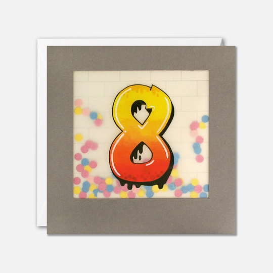 Age 8 Graffiti Birthday Card With Paper Confetti - Shakies By James Ellis