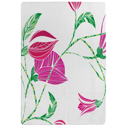 Orme Tulips Designer Shaggy Pink/Green/White Rug