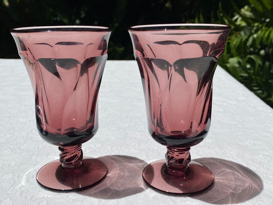 Fostoria Jamestown Purple - Pair Of Small Wine/Juice Glasses 4 Ounce