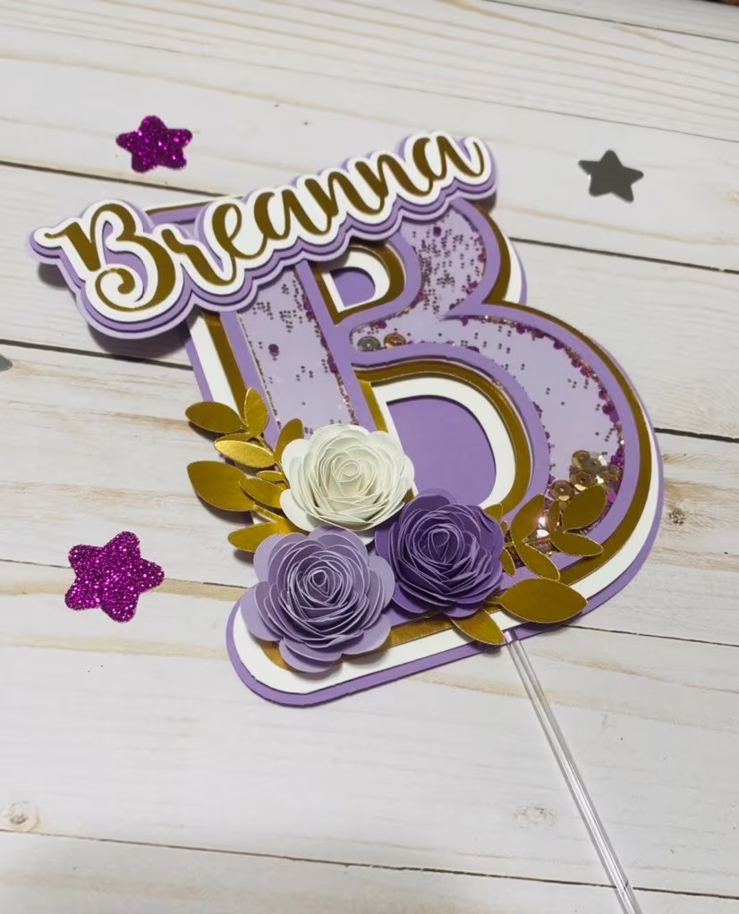 Name Cake Topper/ Custom/ Birthday/ Personalized Topper Shaker/ Alphabet/ With Roses/ Centerpiece/Letter