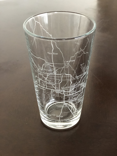 16 Oz Pint Beer Glass Urban City Map Phoenix Az Mesa