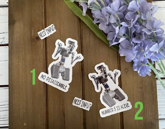 Johhny 5 Sticker | Number Short Circuit Is Alive No Disassemble Funny Stickers