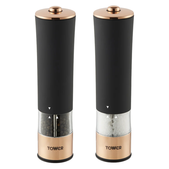 Tower T847003RB Electric Salt and Pepper Mill, Stainless Steel, Soft-Touch Body
