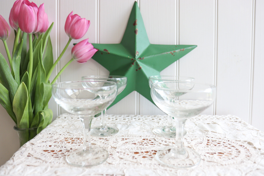 Vintage Champagne Coupe Glasses X 4