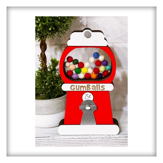 Gumball Machine Shaker Sign, Signs, Decor, Decoration, Wood Gumball Dispenser