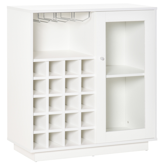 HOMCOM Modern Sideboard Wine Cabinet Cupboard w/Glass DoorGlass Holder & 20-Bottle Wine Rack forHome Bar|Aosom Ireland