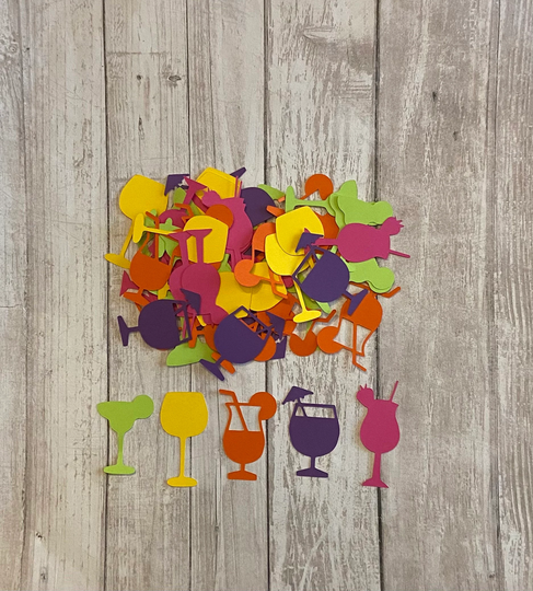 100 Assorted Cocktail Glass Confetti, Party Decoration, Bachelorette Party, Wedding Shower, Luau, Retirement Table Confetti