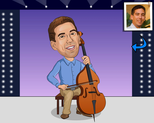Cello Player Gift - Custom Cartoon Portrait, Cellist Gift, Art