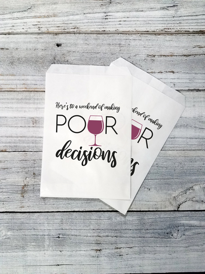 Bachelorette Kit Bags, Treat Hangover Goodie Wine Theme Favor Weekend Thank You Bags Colorful