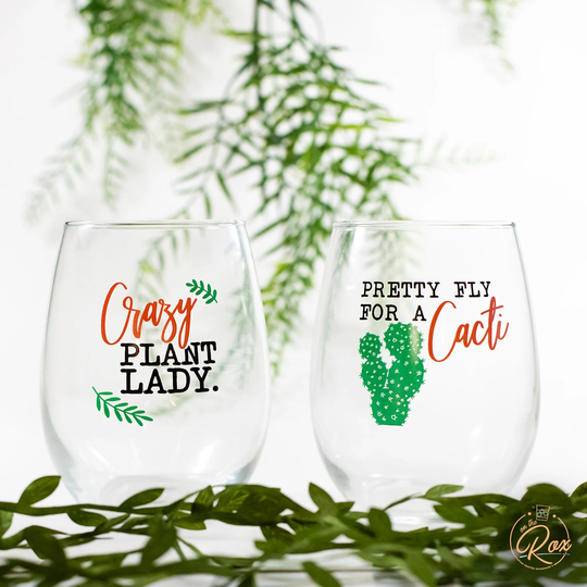 Succulent Gift-Plant Wine Glass-Crazy Plant Lady-Plant Mom-Plant Lover-Cacti-Plant Lovers Gift Ideas-Gifts For Lovers-Succulents