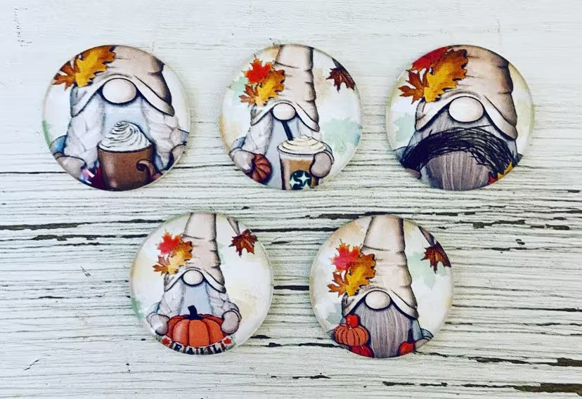 Thanksgiving Gnome Refrigerator Magnets, Fall Glass Cute Office Supplies, Magnets For Board, Fridge Goals, Bulk Gift Idea