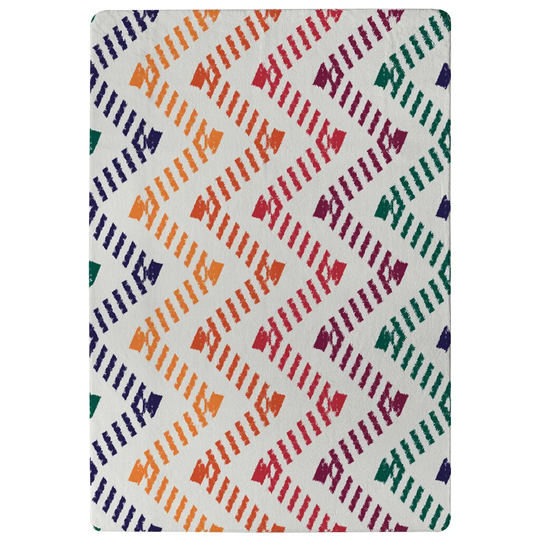 Doherty Freehand Horizontal Zigzag and Designer Shaggy Navy/Green/Red Rug