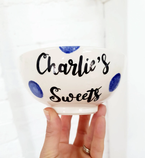 Personalised Sweet Bowl Hand Painted Ceramic Breakfast Gift Soup Create Your Own Custom Colours