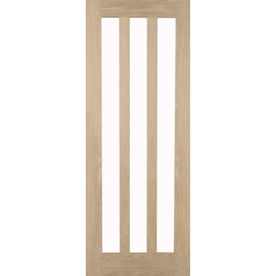 Oak Shaker 3 Light Vertical Clear Glass Internal Door