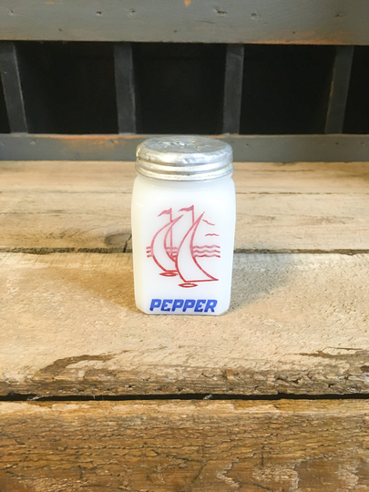 Vintage Sailboat Pepper Shaker Decor Replacement Blue Red White