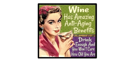Funny Retro Wine Gifts Anti Aging Benefits Kitchen Refrigerator Magnet Birthdays