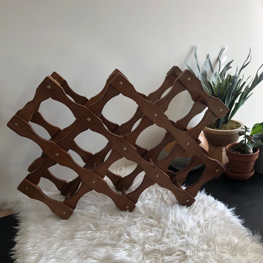Mid Century Accordion Wooden Wine Rack