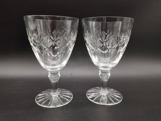 Pair Of Vintage Crystal Drinks Glasses 14.8cm Tall