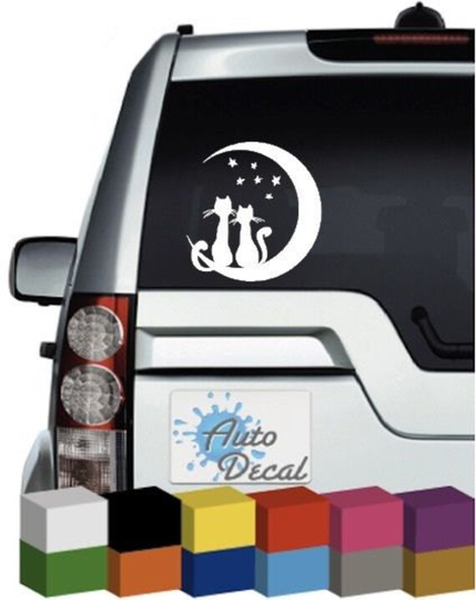 Cat Moon Stars Animal Vinyl Car Sticker, Window Sticker, Bumper Decal/Sticker Graphic, Animal Cat Lover, Moon Sticker