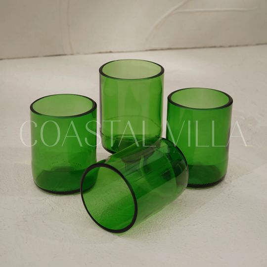 Glass Cup Tumbler Made Out Of Green Recycled Beer Bottle/Glasses Set Wine Bottle Glasses/ Up-Cycled Wedding & Hotel Glasses