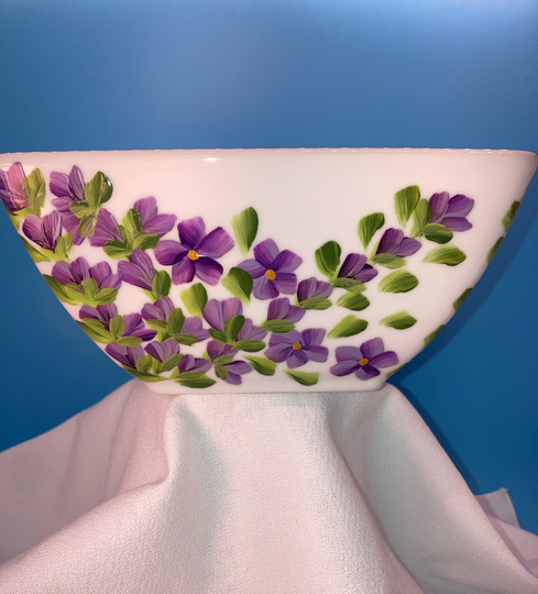 Hand Painted Porcelain Bowl - Purple Floral